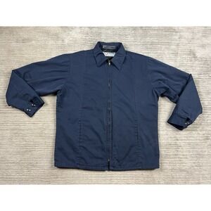 Aramark Mens Uniform Work Jacket Medium Blue Zip Up Lined Quilt Lined Mechanic